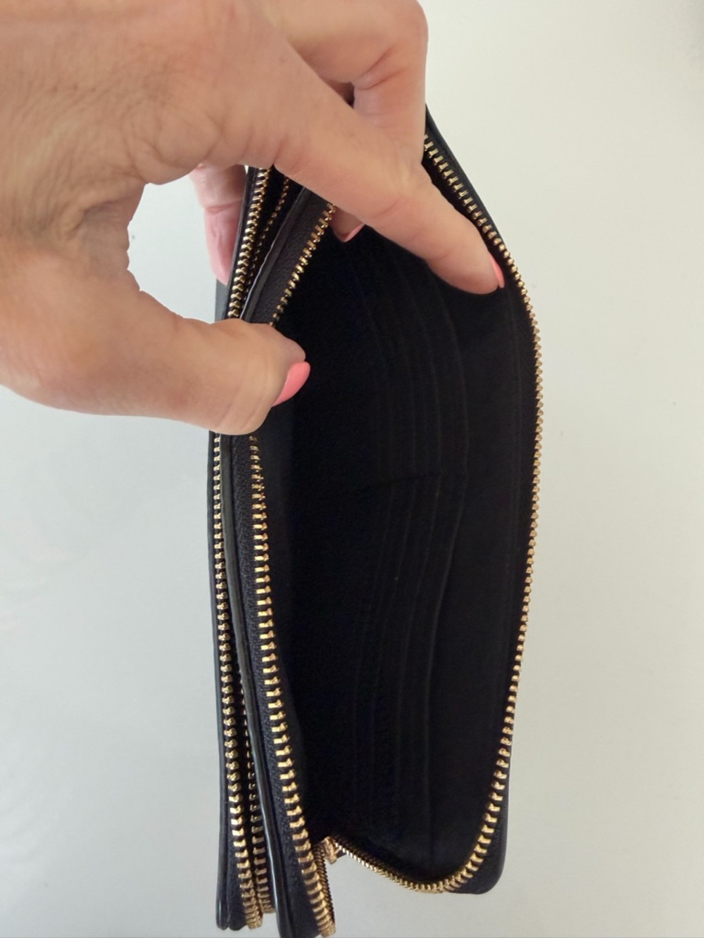 Coach Brown and Black Signature Double Zip Wristlet - Picture 4 of 5
